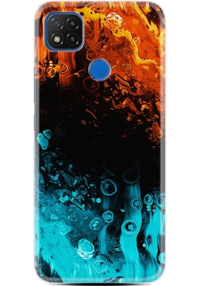 Xiaomi Redmi 9C Kılıf Desenli Orange Blue Color 1665