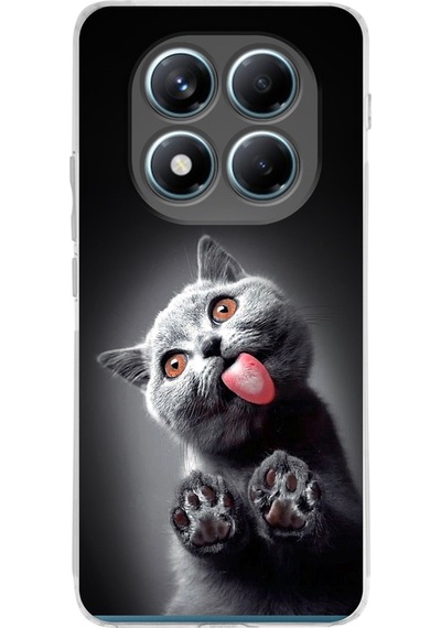 Xiaomi Redmi Note 14 Pro İle Uyumlu Kedi 2 Baskılı Kamera Korumalı Şeffaf Kılıf Şeffaf