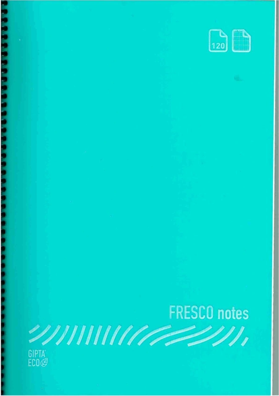 Fresco Spiralli Plastik Kapak Defter 120 Yaprak Kareli A4 Ebat - 2 Adet
