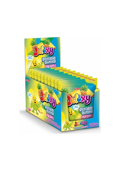 Jelaxy Peelable Ananas Aromalı Soyulabilir Yumuşak Şekerleme 65 Gram 12 Adet 1 Kutu
