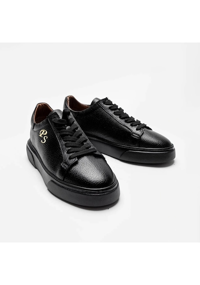 Twingold Kişiselleştirilebilir Kalın Ortopedik Tabanlı %100 Deri Sneaker Spor Ayakkabı - Siyah Çok Renkli