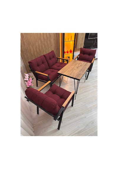 Houseart Gül Metal Bahçe Koltuk Takımı 2+1+1 Masalı Balkon Teras Cafe Oturma Grubu Bordo Houseart Gül Metal Bahçe Koltuk Takımı 2+1+1 Masalı Balkon Teras Cafe Oturma Grubu Bordo