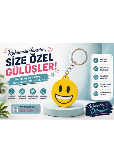 Emoji Anahtarlık , Gülen Emoji Şeklinde Araç Anahtarlık - Emoji Araba Anahtarlığı