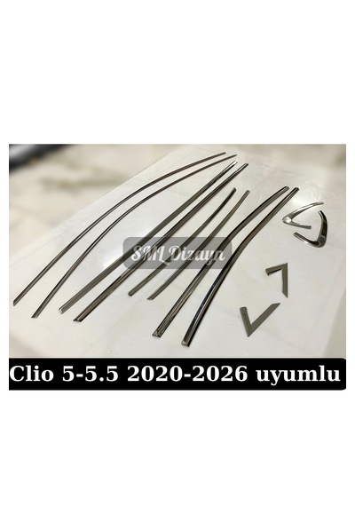 2020-2021-2022-2023-2024-2025-2026 Clio 5-5.5 Krom Cam Çıtası Nikelaj Tam Tur Paslanmaz