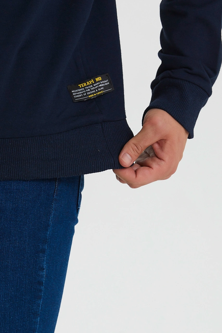Veaven Erkek Lacivert Bisiklet Yaka Slim Fit Sweatshirt Lacivert