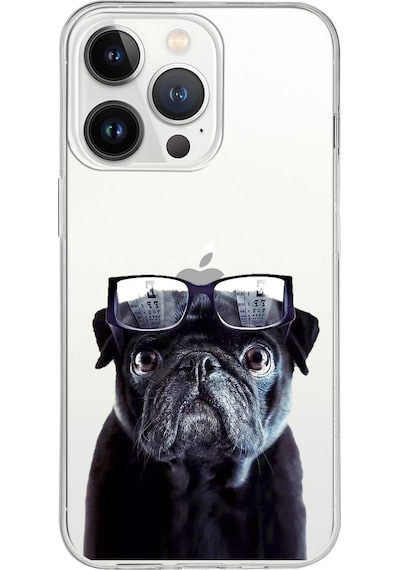 Apple Uyumlu iPhone 13 Pro Max İle 1mm Slim Fit Köpek 3 050f Baskılı Şeffaf Kılıf
