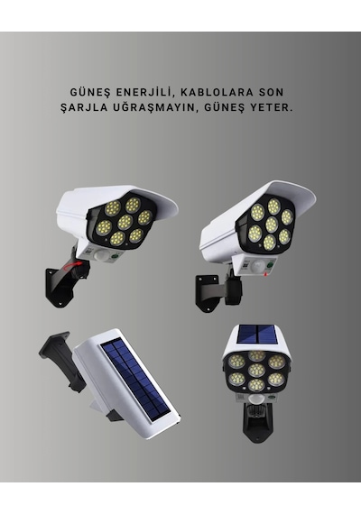 Mey İthalat 3 Modlu Güneş Paneli Aydınlatmalı Dış Mekan Güvenlik Işığı Ip65 Su Geçirmez, Pır Sensörlü