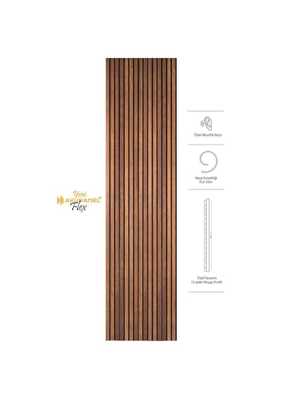 Akupanel Flex 60x245 Cm Ceviz Renk Akustik Ahşap Duvar Paneli Ceviz