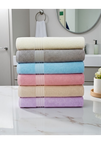 90x150 Cm Büyük Boy Banyo Havlusu 6 Lı 6 Renk