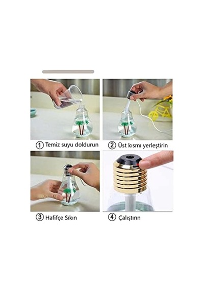 Mobee Ampul Şeklinde Led Işıklı Hava Nemlendirici Buhar Makinesi