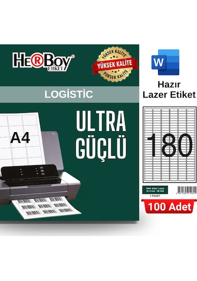 Herboy Hb-1060 30 X 9 Mm A4 Laser Etiket 100 Adet