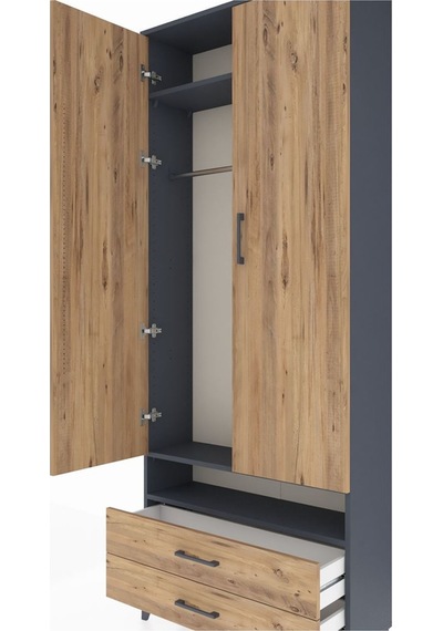 Arges Dolap 3 Raflı 2 Çekmeceli Tek Askılı 88x30x221 Antrasit... Antrasit Arges Dolap 3 Raflı 2 Çekmeceli Tek Askılı 88x30x221 Antrasit... Antrasit