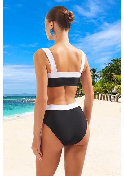 Ersefa Tasarım Bikini Takımı Hızlı Kuruyan Premium Kalite Esnek Kumaş Uv Siyah - Beyaz