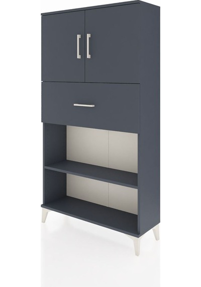 Arges Dolap 3 Raflı Tek Çekmeceli 2 Kapaklı 88x30x163 Antrasi... Antrasit