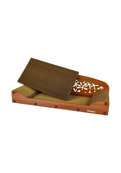 Sloffy Karton Kedi Tırmalama Koltuğu Çift Katlı, 4 Yüzey Kullanım, 68x25x20 Cm Ceviz