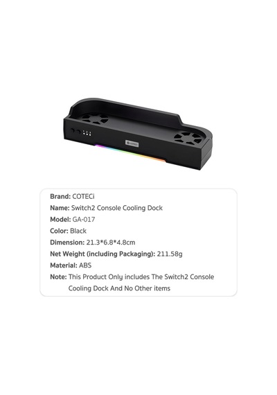 Nintendo Switch 2 Uyumlu Çift Fanlı Rgb Soğutucu Stan