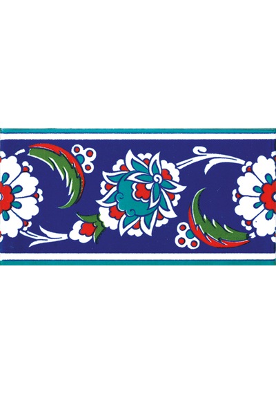 Armada Çini 10x20 Cm Ks 12 İznik Çiçek Desenli Seramik Çini Bordü N11.251