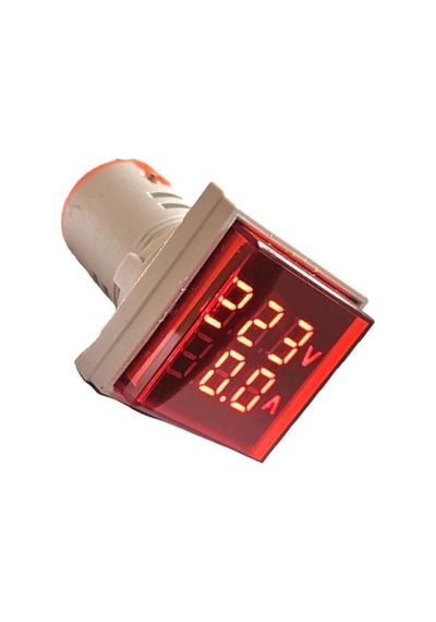 Ad22-22vas 22mm Dijital Volt-ampermetre Kare Kırmızı