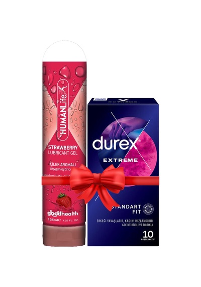 Humanlife Çilek Aromalı Kayganlaştırıcı Jel 125 ML + Durex Extreme Prezervatif 10'lu
