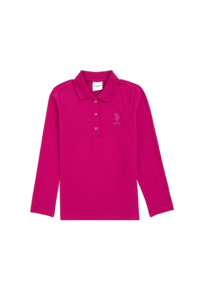 U.S. Polo Assn. Kız Çocuk Fuşya Polo Yaka Basic Sweatshirt 50296377-VR023