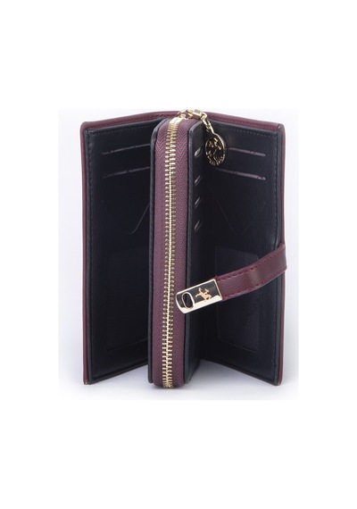 Nas Bag Kadın Orta Boy Kartlık Kağıt Para Ve Bozuk Para Tasarımına Sahip Bordo Dona 16x9 Cm