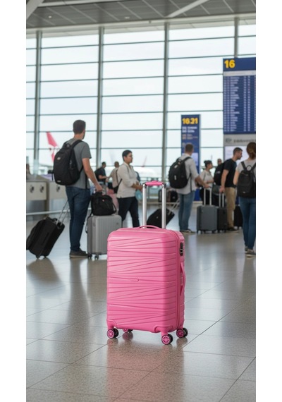 Premium Ultra Dayanıklı Kabin Boy Valiz - Pembe %100 Saf Pp Kırılmaz Çok Renkli