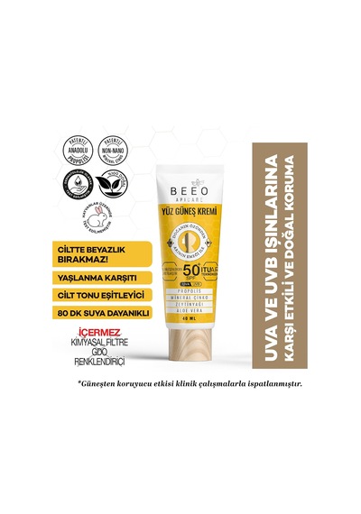 Tr Bee'o Propolisli Yüksek Koruma Yüz Güneş Kremi, 50+ Spf, 40 Ml