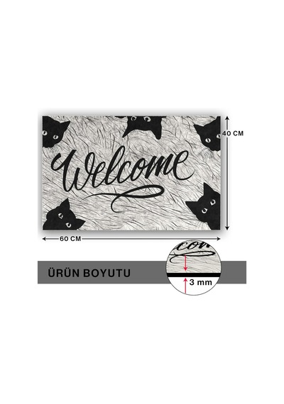 Tasarımlı Dekoratif Kapı Önü Paspas, Dış Mekan/ev İçi/banyo/mutfak/yatak Odası/giriş Paspasları Siyah Kedil Çok Renkli