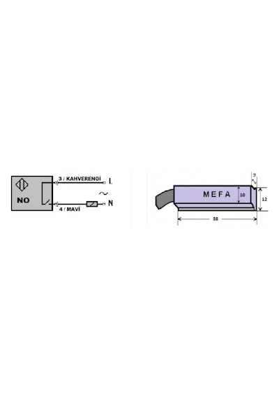 Mefa Mm-b38l-ya ,kübik/20mm Ac/dc-no Led 2-kablo Piston Sensör