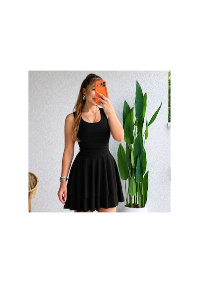 Butik İstanbul Kadın Askılı Yuvarlak Yakalı Fırfırlı Kısa Sandy Elbise Siyah Butik İstanbul Kadın Askılı Yuvarlak Yakalı Fırfırlı Kısa Sandy Elbise Siyah