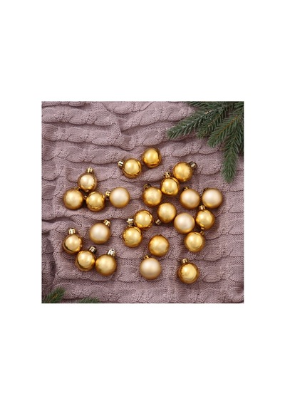 Yılbaşı Çam Ağacı Süsleri Lüks Toplar 4 Cm Cici Top Dekor 12 Parça Altın