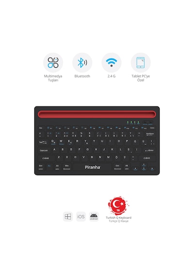 Piranha 2376 Kablosuz Bluetooth + 2.4ghz Türkçe Q Klavye