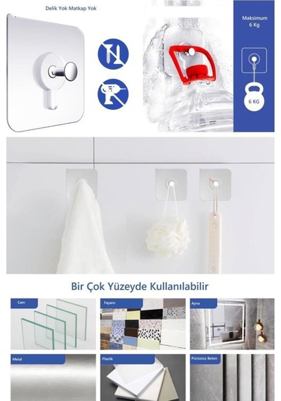 10 Adet Süper Güçlü Çerçeve Askısı Pin Delgisiz Vidalı Tırnak Kanca Yapışkanlı Raf Tutucu Askı Turun Diğer