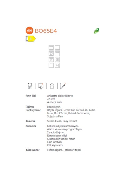 Silverline BO65E4S01 72 LT Ankastre Fırın