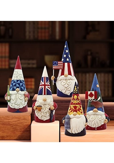 Jim Shore Heartwood Creek Dünyanın Etrafında Cüceler Amerikan Vatansever Heykelcik, 13 Cm, Çok Renkli Diğer