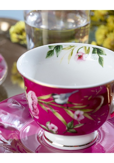 English Home Vanilla New Bone China 4 Parça 2 Kişilik Kahve Fincan Takımı Mor Mor