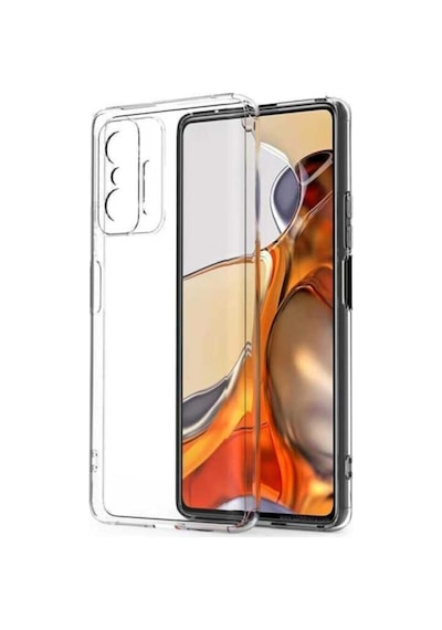 Xiaomi Mi 11t Pro Kamera Korumalı Premium Silikon Telefon Kılıfı + Tam Kaplayan Ekran Koruyucu Cam Turuncu