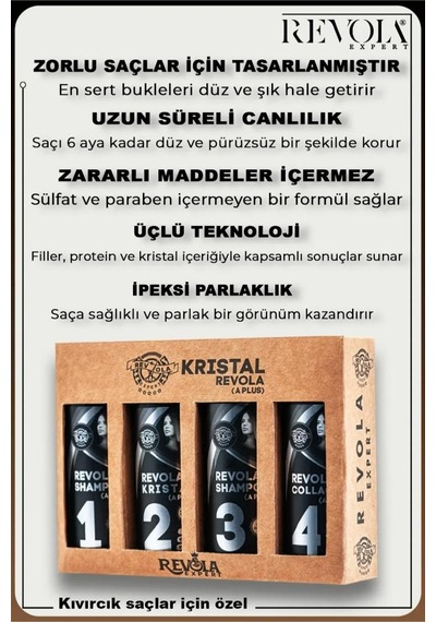 Revola Expert Kristal A Plus Saç Düzleştirici 4'lü Set 4x100 Ml