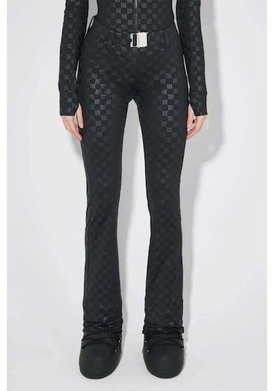 Misbhv Esnek Lycra Monogram Kayak Pantolonu - Flare Paça Ve Metal Logo Detayı Siyah