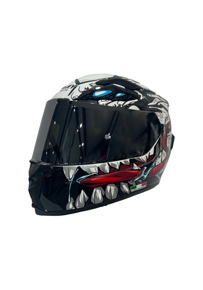 Sway Sw-820 Beast Full Face Kapalı Kask Beyaz - Kırmızı - Siyah