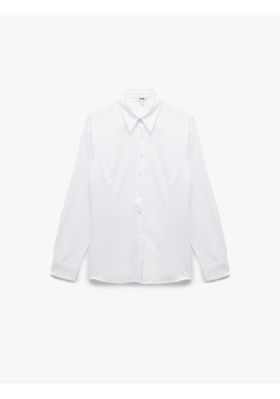 Koton Regular Fit Klasik Yaka Uzun Kollu Poplin Gömlek Beyaz 6wak60035uw Beyaz