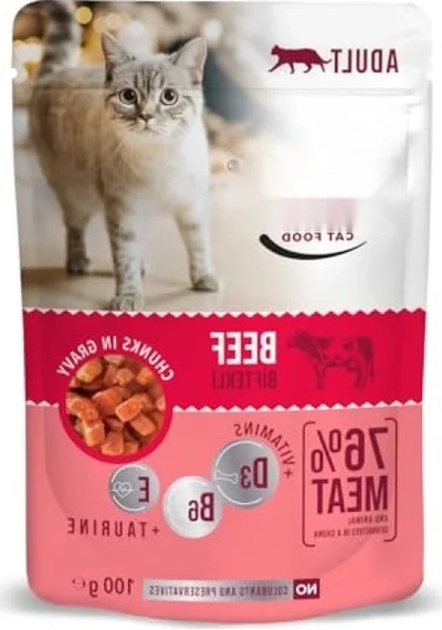 Yetişkin Kedi Maması, Dana Etli 100 Gr X 24 Adet 0.75 LT - 2.5 LT - 12 KG