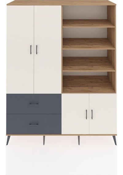 Kronos Gardrop 7 Raflı 2 Çekmeceli Tek Askılı 176x59x221 Çam-aytaşı/antrasit Aytaşı/antrasit Kronos Gardrop 7 Raflı 2 Çekmeceli Tek Askılı 176x59x221 Çam-aytaşı/antrasit Aytaşı/antrasit