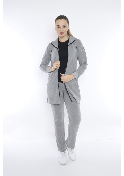 Kadın Spor G2 Melanj (Açık Gri) Eşofman Takımı - CC-6747-3779 Açık Gri