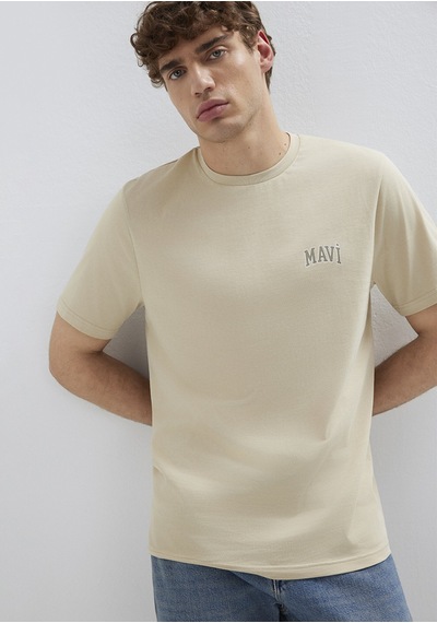 Mavi - Mavi Logo Baskılı Bej Tişört 0611714-70325 Bej