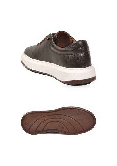 Ayakmod Lastik Bağcıklı Şık Rahat Kahve Hakiki Deri Erkek Casual Sneaker Ayakkabı 272304