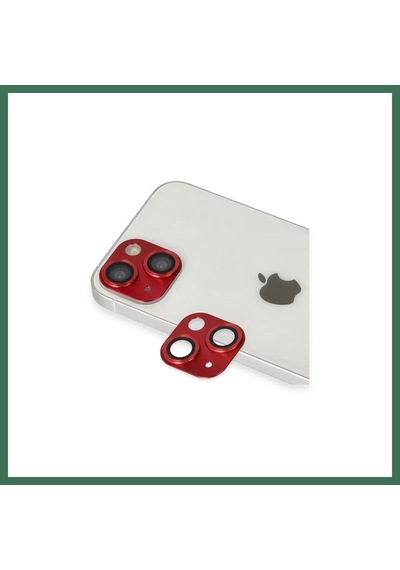En-cag Apple Uyumlu iPhone 13 Uyumlu Pers Alüminyum Kamera Lens - Kırmızı Bss