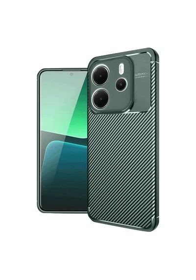 Newface Xiaomi Redmi Note 14 4g Kılıf Auto Focus Karbon Kapak - Koyu Yeşil