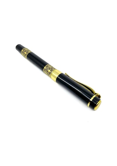Premium Metal Roller Tükenmez Kalem Retro Desen - Gold/black