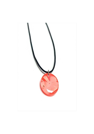 Ilkeshop Kartopu Çiçeği Oval Epoksi Kolye-turuncu Çok renkli